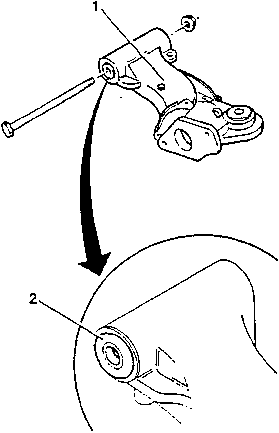 Diagram showing a tool turning a bolt to remove a component from a wheel hub assembly.