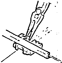 Close-up of clamp being rotated 90°