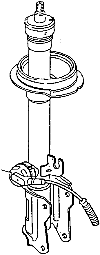 Diagram showing a shock absorber with a solenoid valve marked (E).