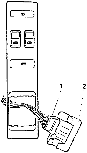 Diagram showing electrical connector disconnection with labeled parts 1 and 2.