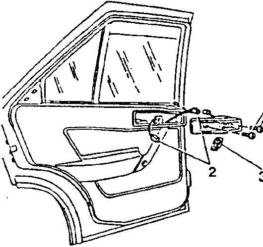 Diagram showing rear power window switch removal with numbered parts