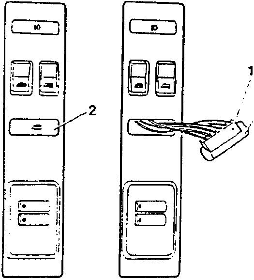 Diagram showing rear power window permit switch refitting with numbered parts