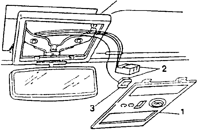 Detail showing roof light moulding with sunroof control switch.