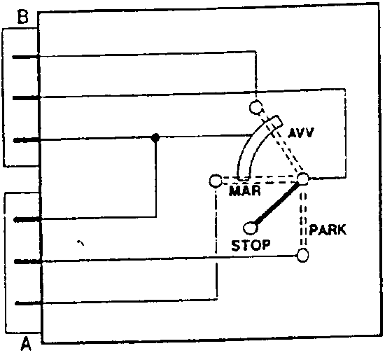 Car gear selector switch wiring diagram for park, stop, and reverse positions