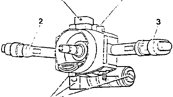 Detail showing ignition switch with numbered parts 1 to 5