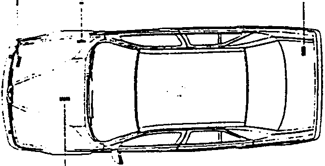 Top view of car with labels 1, 2, 3, 4