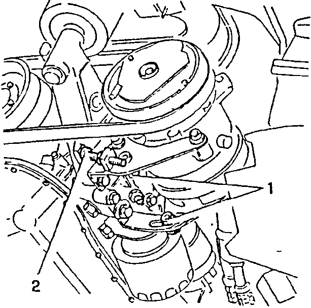Diagram showing air conditioning compressor with tensioner and pulleys