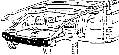 Front view of car chassis with front cross member highlighted