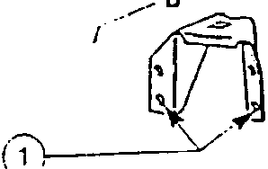 Bracket with mounting points marked 1 and B
