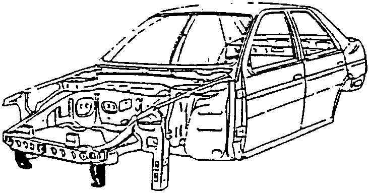 Car with front bumper and headlight assemblies removed