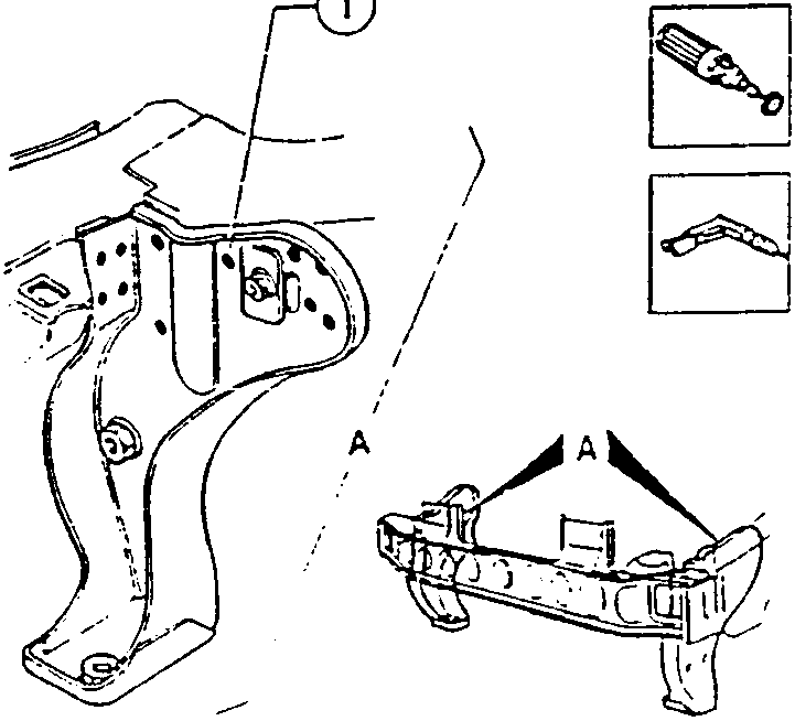 Radiator attachment bracket with welds and tools