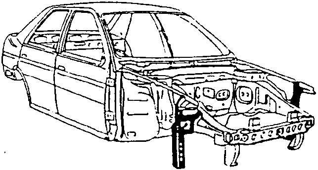Car body with side console area exposed