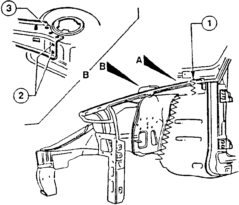 Welds A and B with parts 1 and 2 indicated