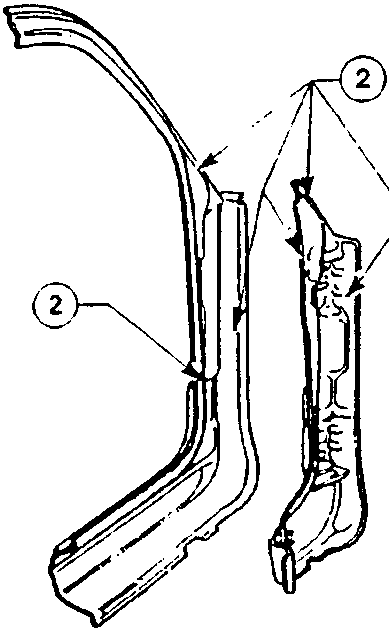 Illustrates door hinge assembly removal process