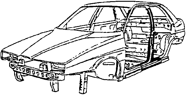 Car with front and rear doors removed, showing central pillar and inner frame