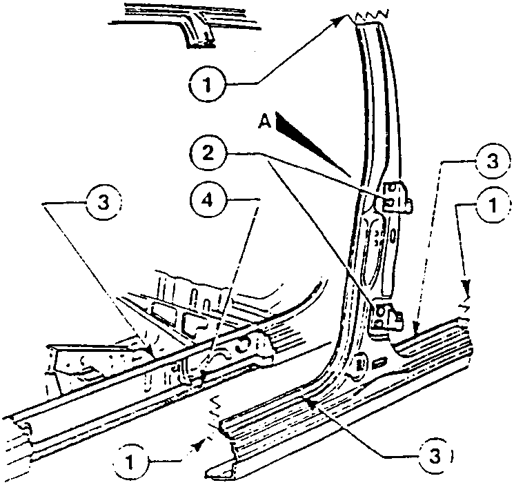 Illustration showing installation of half-hinges on pillar