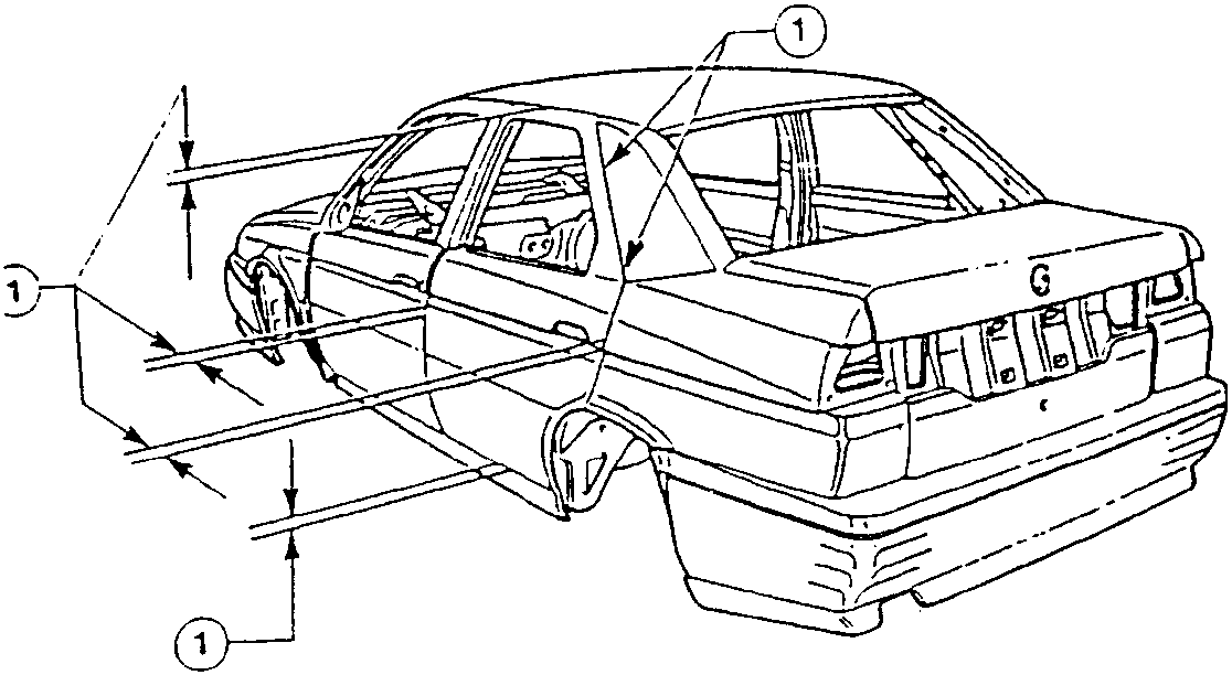 Car bodywork diagram showing alignment checks