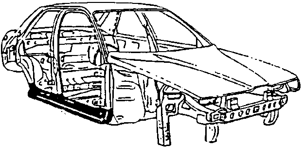 Car body with doors open, showing door sill rail area