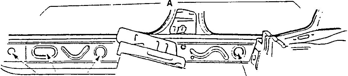 Door sill trim installation with parts 1 and 4 indicated