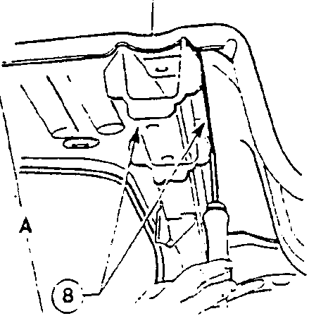 Diagram showing interior view with reference points A and B, and part 7, 8.