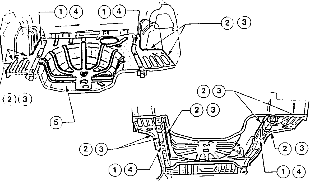 Illustration showing areas for application of Type A sealant, soundproofing, and protection on a vehicle bodywork section.