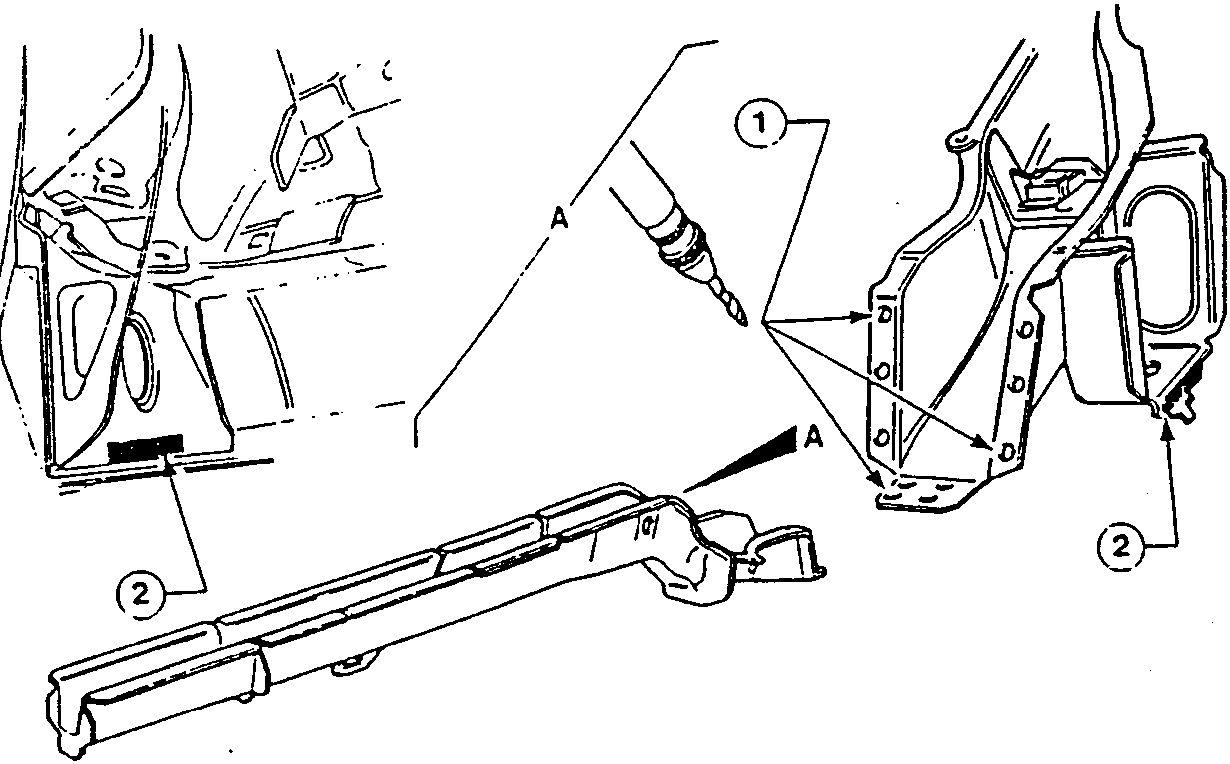 Illustration showing drilling of new rail and cleaning welding areas
