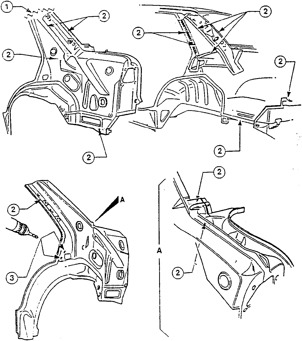 Illustration showing the new side panel being cut and prepared for welding, with various views and tool icons.