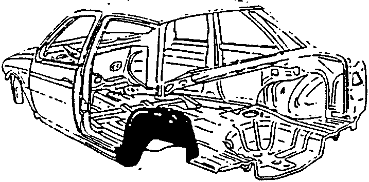 Car with rear side panel removed, showing inner wheel housing