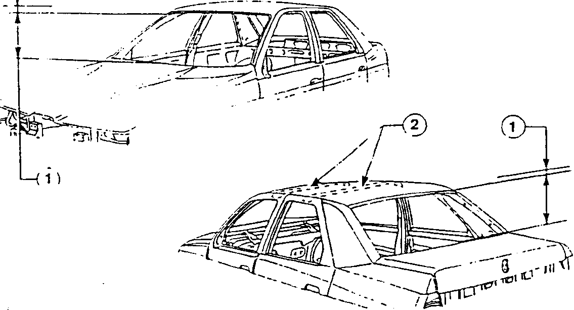 Shows roof rack installation on sedan