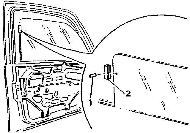 Diagram showing guide pad removal with parts 1 and 2 labeled