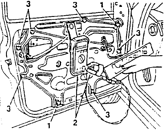 Diagram showing door frame components with numbered parts 1, 2, and 3.