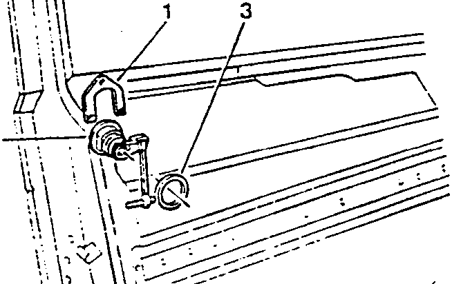Shows door hinge and latch mechanism assembly