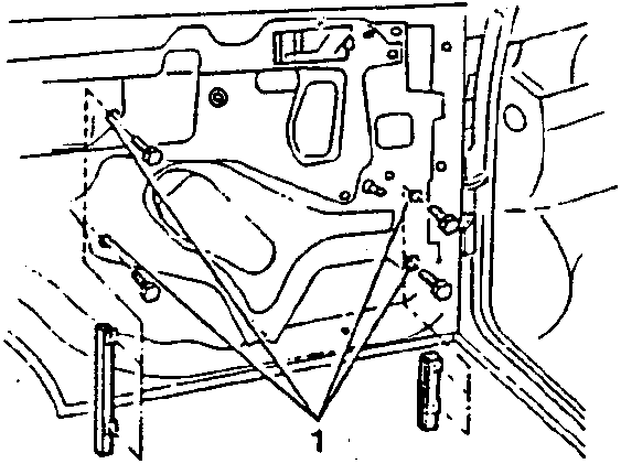 Diagram showing window guide removal with numbered parts