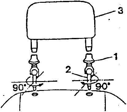 Diagram showing headrest pins at 90 degrees