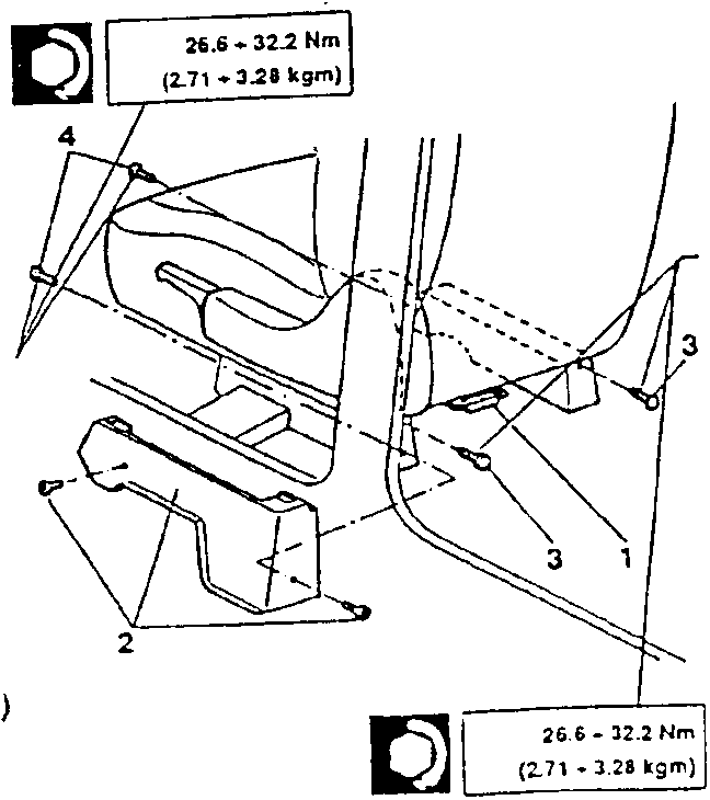 Diagram showing seat removal with torque specifications