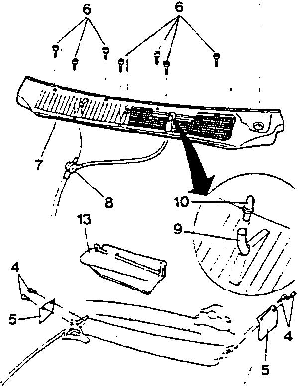 Central air intake vent with parts 4, 5, 6, 7, 8, 9, 10, 13