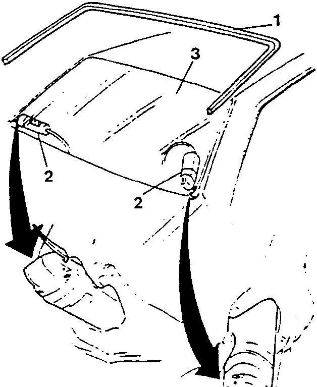 Windscreen removal diagram showing cutting glue with electric shears