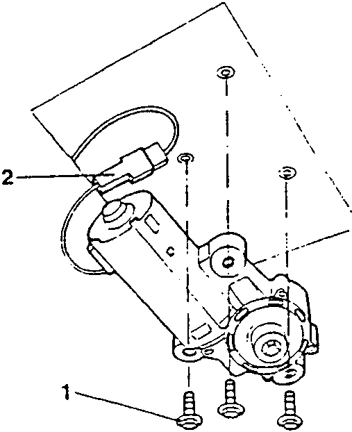 Diagram showing sunroof electric motor with labeled parts 1 and 2