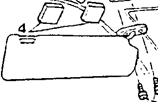 Diagram showing removal of sun visor and related components.