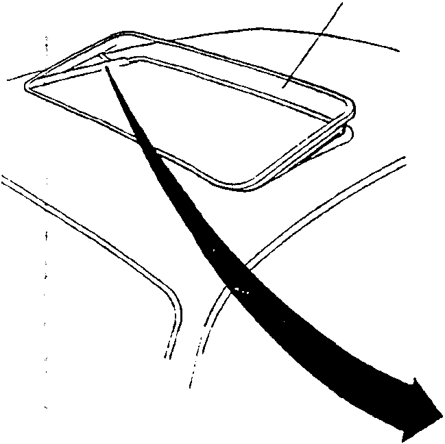 Diagram showing the roof glass being opened to quarter light position with an arrow indicating downward movement.