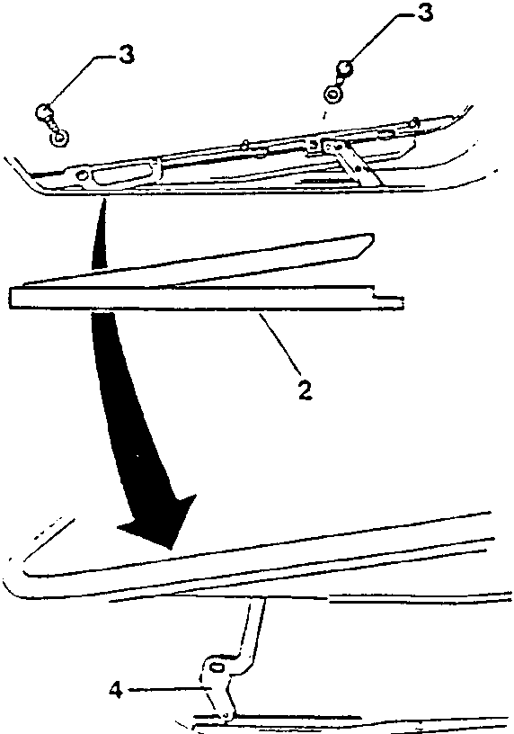 Diagram showing the roof being disengaged from safety runners, labeled parts 2, 3, and 4.