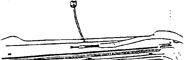 Diagram showing a cable connected to a rail with a clip