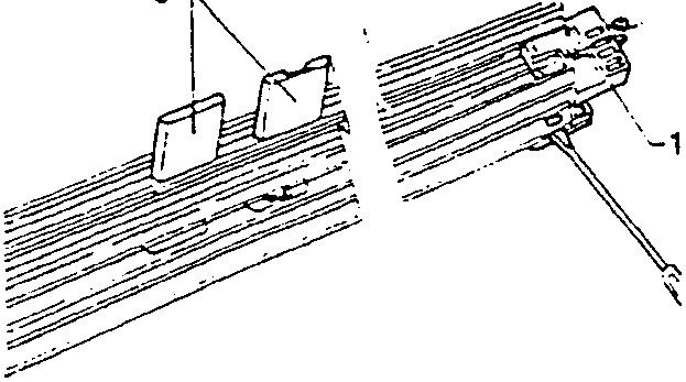 Diagram showing guide components 1 and 3 attached to a rail