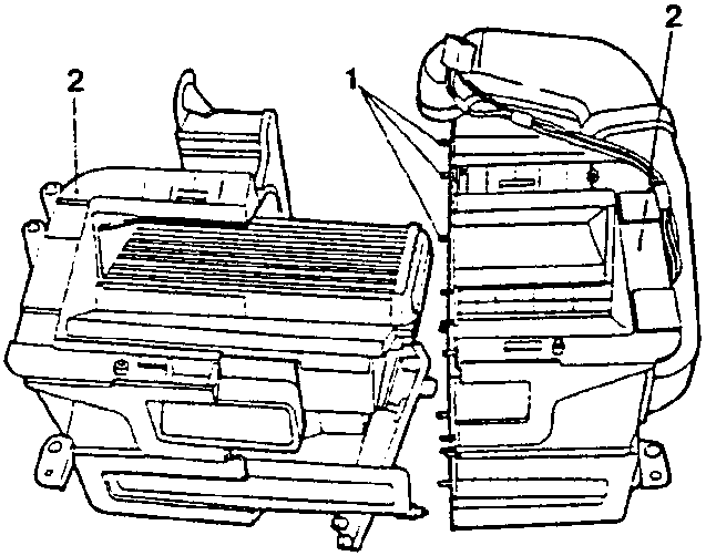 Heating-distribution unit casing halves separated