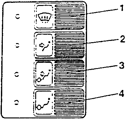 Four-button control panel with icons and labels 1 through 4