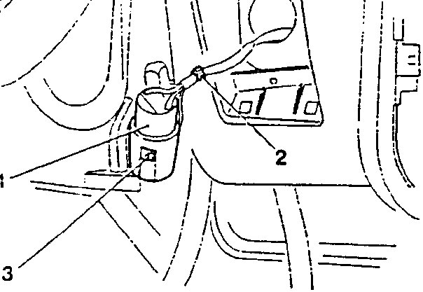 Diagram showing the external air temperature sensor location near the left-hand door mirror, with labeled parts 2 and 3.