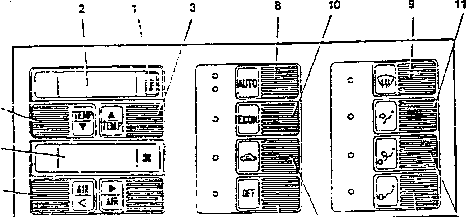 Control panel diagram with labeled parts 1 to 15