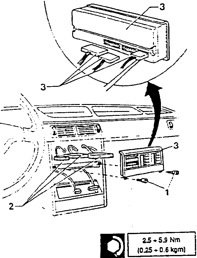 Diagram showing removal of control unit from central console.