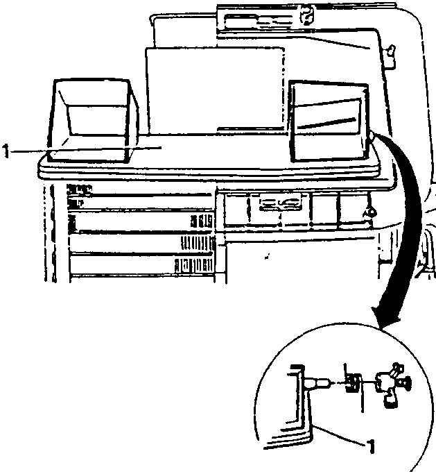 Diagram showing removal of air mixing vent with arrow indicating direction of removal and a close-up of a screw labeled 1.