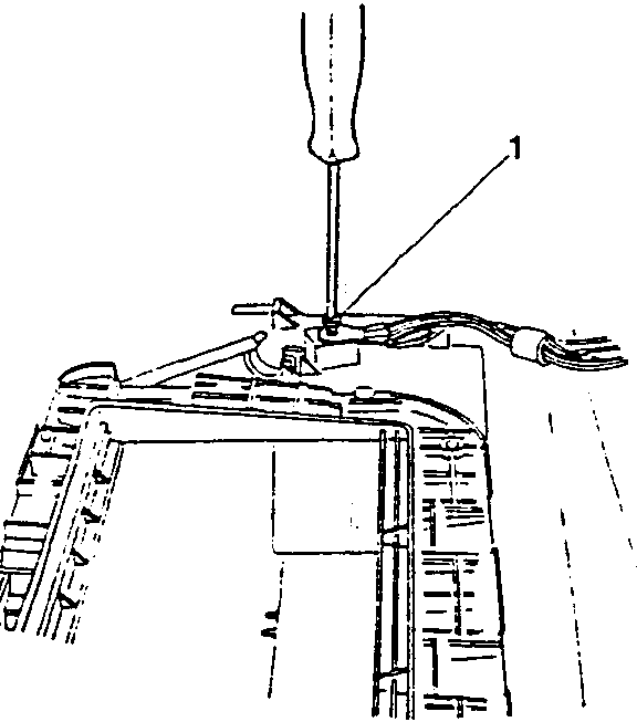 Diagram showing a screwdriver loosening a screw labeled 1 that secures wiring.